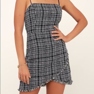 UNION SQUARE BLACK AND WHITE TWEED MINI DRESS
